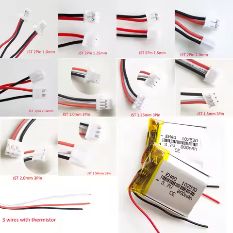 3.7V 800mAh Lipo Rechargeable Battery 102530 with JST 3pin 2pin plug For MP3 GPS Bluetooth Recorder 