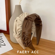 Faery Acc Temperament Morandi Color Koreafrench stylePleated Leather Headband High-End PU Pressed Ha