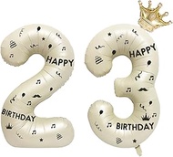 40 Inch White Foil Balloon Number 23,Crown 23th Birthday Party Decorative Balloons,Number Large Numb