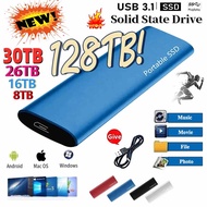 Original Portable SSD 128TB Hard Drive 1TB/2TB/30TB External Hard Drive SSD TypeC USB 3.1 Hard Disk USB Flash Drive for Computer