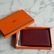 Hermes磚紅色Calvi Duo釦式零錢包