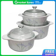 Corning Ceramic Pot Household Stew Pot Direct Flame Double-Handled Round Set