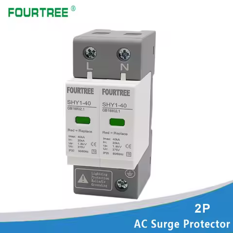 SPD AC 2P Surge Protection 20〜40KA 30KA〜60KA House Lightning Protector Low-Voltage Arrester Device 2