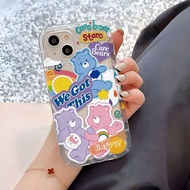 transparent Photo frame airbag case for iphone 15promax 14 11 13 12 7Plus X XS Max cute rainbow Care bear cover