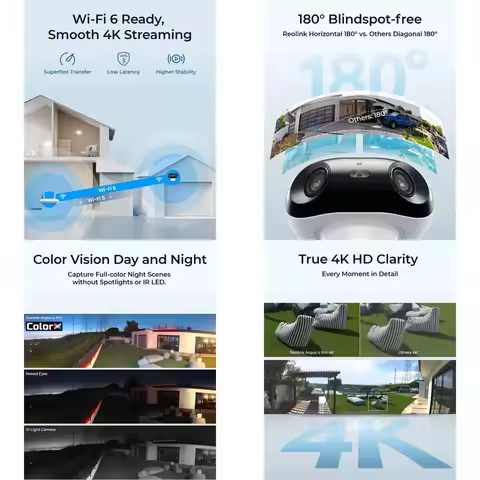 REOLINK 4K Solar Security Wireless Outdoor Dual-Lens 8MP Smart Detection ColorX Battery WiFi Camera 