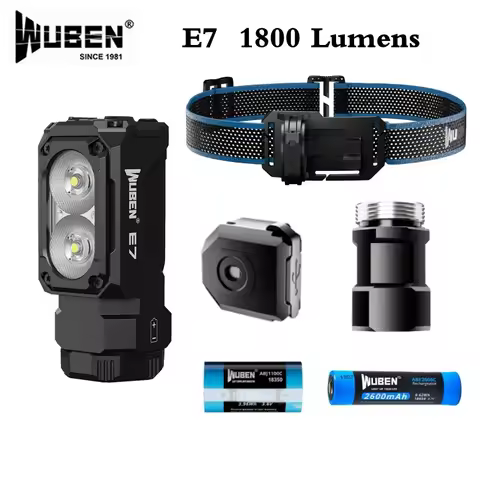 WUBEN E7 Rechargeable Headlamp 1800Lumens Mimi Portable Waterproof Magnetic EDC Flashlight For Outdo