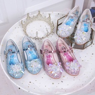 Size:26-37  Putri Cantik Safir Sepatu Pesta Anak Perempuan Frozen Elsa Hak tinggi anak perempuan