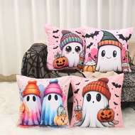 1Pc/4Pcs Halloween Cute Ghost Throw Pillow Case 45x45cm Peach Skin Pillow Case Home Decor For Hallow