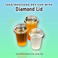 12oz/16oz/22oz PET Cup with 95mm Diamond PET Lid (100 pcs)/ BOBA TEA CUP/ BUBBLE TEA CUP