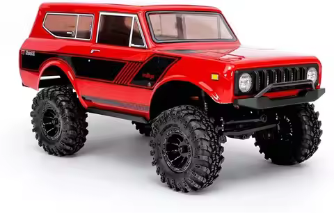 Brushless 1/18 Scale 4WD RC Crawler, Remote Control Car with Aluminum Chassis, Scout II Body, Red/Go