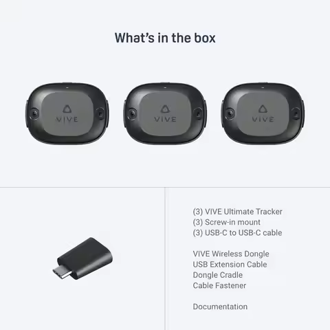 HTC Vive Ultimate Tracker 3 Pack + Dongle - VR Full Body Tracking - Compatible with SteamVR, Vive XR