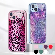 zebra leopard Tempered Glass Phone Case For IPhone 15 14 13 12 11 Pro XS Max Plus Mini X XR 8 7 6s S