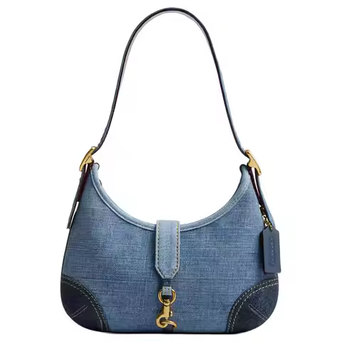 COACH Hamptons Denim Hobo Bag, Handbag, Shoulder Bag Tubas Women's Blue CW647-B4BL