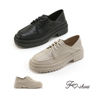 FM SHOES British Moccasin Back Laced-Up Loafers