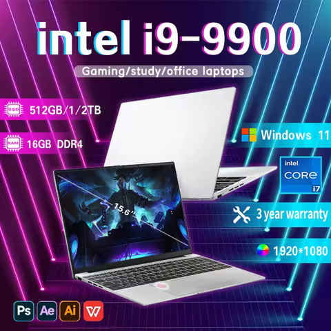 15.6' Windows 11 Pro Laptops Intel Core I9-9900 16GB RAM 1TB SSD Office Gamer Study Notebook Compute