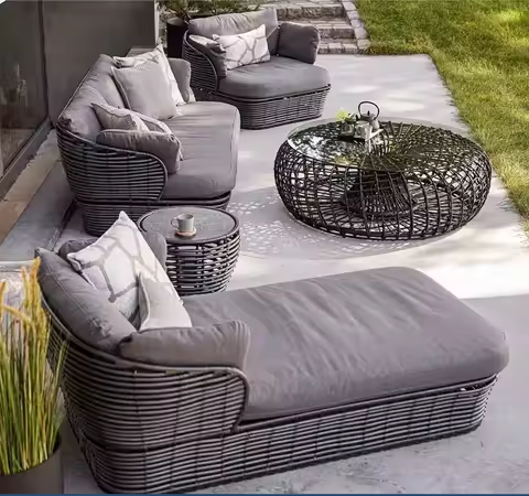 Outdoor rattan sofa villa open-air sofa light luxury courtyard