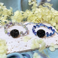 金曜石黑曜石可愛九尾狐藤葉編織手鍊