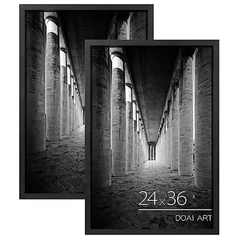 24x36 Poster Frame Black 2 Pack Poster Frames 24 x 36 inches or 24x36 Picture Frames with HD Plexigl
