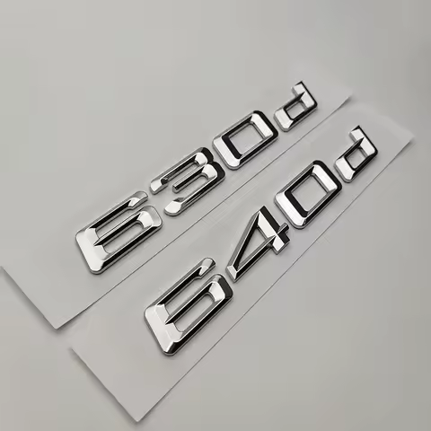 Emblem 3D Chrome Car 3D ABS Chrome Logo Car Rear Trunk 630d 640d Emblem Letters Badge Decal Sticker 