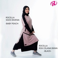 TERBARU Setelan Baju Olahraga Wanita Berhijab Jumbo Rocella Ravena Rinjani Atasan Kaos Ravena dan Ro