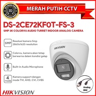 HIKVISION DS-2CE72KF0T-FS-3.6MM 5MP 3K COLORVU AUDIO TURRET INDOOR ANALOG CAMERA
