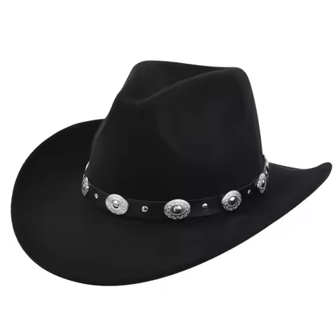 54-56-58 cm Unisex Western Cowboy Hat Vintage Roll Brim Felt Hat Suitable for, Western Cowboy Party,