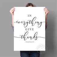 Inspirational Bible Verse Wall Art 1 Thessalonians 5:18 NKJV Scripture Poster Christian Home Decor