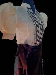 & Puff Sleeve Ladies Barong Kasama Si Satin Skirt