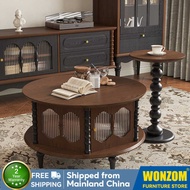 Wonzom [SG⚡]French style solid wood retro tea table round tea table combination quiet and stylish te