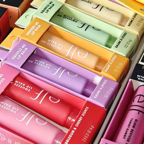 Elf Lasting Moisturizing Fruit Lip Balm Set Lip Gloss Lipstick Hot Fair 0.5 High Gloss Liquid Founda