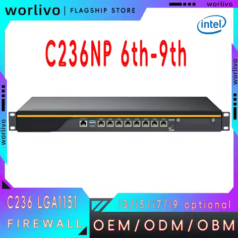 1U Rackmount Firewall 8Lan Business Use Network Management Router Lga 1151 Lga1151 C236 6Th-9Th Gen