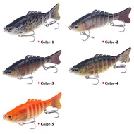 5 Colors 15G/10CM Artificial Multi-section ABS Plastic Hard Bait 3D Eyes Floating With 6#High Carbon Steel Hooks Wobbler Bionic Bait Diving Depth 0.5-1.5M Sea Fishing Lure