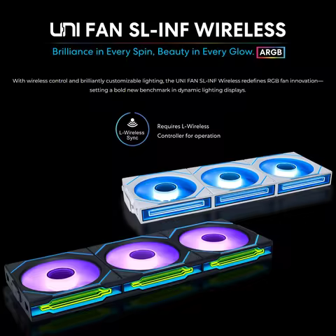 LIANLI UNI FAN SL-INF Wireless 120mm computer case fan, water-cooled fan, 5V ARGB light-emitting fan