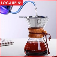 Locaupin Coffee Maker Set , Heat Resistant Glass Carafe Hand Drip Filter Coffee Maker with Handle and Scale
