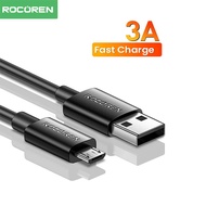 สาย Micro USB Rocoren 3A สำหรับชาร์จเร็วสำหรับเครื่องใช้ไฟฟ้าขนาดเล็กของ OPPO สายข้อมูลโทรศัพท์มือถื