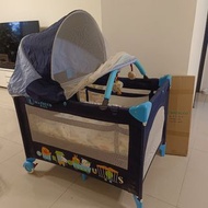 瑪芝可嬰兒床遊戲床送尿布台及棉花寢具被子褥子防水尿布毛巾被