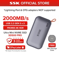 SSK Ultra Portable External SSD Storage USB Type C 3.2 Gen 2x2 (2000Mb/s) SD500 PRO