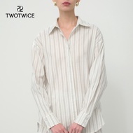Twotwice - Oversized Tw Shirt - เสื้อเชิ้ต Oversized ปักโลโก้