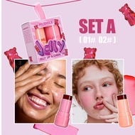 3-in-1 Milk Jelly Tint Facial Blusher Wand Moisturized Lasting Matte Rouge Lipstick Beauty U3c2