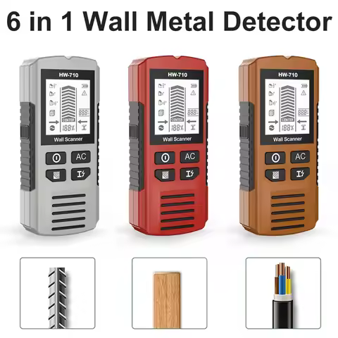 80mm Metal/Wood/AC Wall Detector 6-in-1 HD Display Auto Shutdown for Home Renovation Cabinet TV Gara