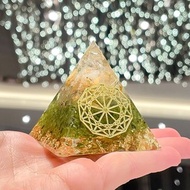 【白水晶+金髮晶+橄欖石】奧根能量塔Orgonite (6cm/5cm/4cm)