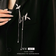 Trendy Oriental Phoenix Tassel Chestpin with Lustrous Pearls | Boho Chic Outfit Accent