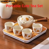 Kawasimaya Kung Fu Cat Cartoon Ceramic Tea Set Household Tea Pot tea cup set CJ -159 Portable Travel