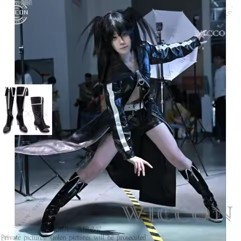 Black Cosplay Anime Rock Woman Cosplay Costume Shoes Shooter Armerment Hemiteos Unit Type 01 Tops Pa