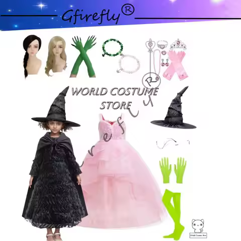 Movie The--Wicked Glinda Elphaba Cosplay Costume Glinda Pink Princess Dress set Costume For Girl Par