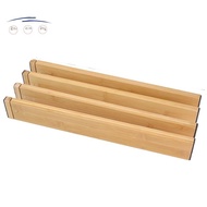 4 Pack Bamboo Drawer Dividers, Drawer Organizer, Drawer Separator Spring Retractable Adjustable