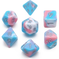 DND Dice Set 7PCS Blue, Pink, and White D&D Polyhedral Dice with Dice Bag for Dungeons & Dragons Rol