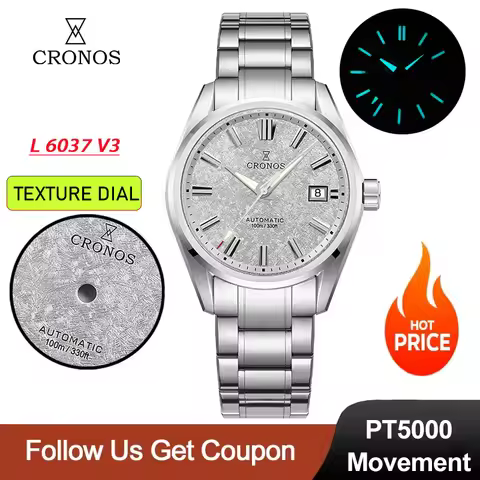 Cronos L6037M Mechanical Watch PT5000 Automatic Movement 39mm Texture Dial Men Luxury Watch 100m Wat