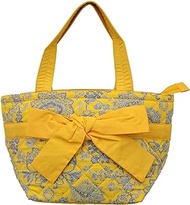Women's Hand Bag/Small/NaRaYa Fabric Hand Bag/Yellow with Grey floral desig BIGn, Yellow, Satchel
