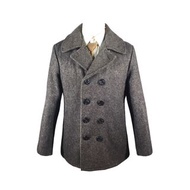 [極新品] Schott NYC 紐約肖特 鐵灰色100%純羊毛 重磅海軍雙排釦大衣 美國製 40號(一般XL)